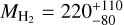 ${M_{{{\rm{H}}_2}}} = 220_{ - 80}^{ + 110}$