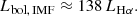 $$ \begin{aligned} L_{\rm bol,\,IMF } \approx 138\,L_{\rm H\alpha }. \end{aligned} $$