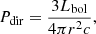$$ \begin{aligned} P_{\mathrm{dir} }=\frac{3L_{\mathrm{bol} }}{4\pi r^2 c}, \end{aligned} $$