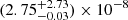 $ (2.75^{+2.73}_{-0.03}) \times 10^{-8} $