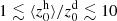 $ 1 \lesssim \langle z_0^{\rm h}\rangle/z_0^{\rm d} \lesssim 10 $