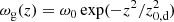$$ \begin{aligned} \omega _{\rm g}(z)=\omega _{0}\exp (-z^{2}/z_{0,\mathrm{d}}^{2}) \end{aligned} $$