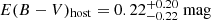 $ E(B-V)_{\mathrm{host}} = 0.22^{+0.20}_{-0.22}~\mathrm{mag} $