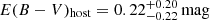 $ E(B-V)_{\mathrm{host}} = 0.22^{+0.20}_{-0.22}\,\mathrm{mag} $