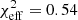 $ \chi^2_{\rm eff}=0.54 $