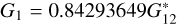 ${G_1} = 0.84293649G_{12}^ * $