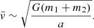 $$ \begin{aligned} \bar{v}\sim \sqrt{\frac{G(m_1+m_2)}{a}}. \end{aligned} $$