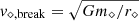 $ v_{\mathrm{\diamond,break}} = \sqrt{G m_{\diamond} / r_{\diamond}} $