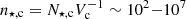 $ n_{\mathrm{\star,c}} = N_{\mathrm{\star,c}} V_{\mathrm{c}}^{-1} \sim 10^2{-}10^7 $