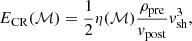 $$ \begin{aligned} E_{\rm CR}(\mathcal{M} ) = \frac{1}{2} \eta (\mathcal{M} ) \frac{\rho _{\rm pre}}{v_{\rm post}} v_{\rm sh}^3, \end{aligned} $$