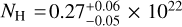 ${N_H} = 0.27_{ - 0.05}^{ + 0.06} \times {10^{22}}$