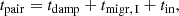 $$ \begin{aligned} t_\mathrm{pair} =t_\mathrm{damp} + t_\mathrm {migr,\,I} + t_\mathrm{in} , \end{aligned} $$