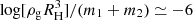 $ \log[{\rho_\mathrm{g}R_\mathrm{H}^{3}]/({m_1+m_2}}) \simeq -6 $