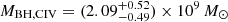 $ M_{\mathrm{BH,C IV}} = (2.09^{+0.52}_{-0.49}) \times 10^{9}\,M_{\odot} $