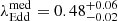 $ \lambda_{\mathrm{Edd}}^{\mathrm{med}} = 0.48^{+0.06}_{-0.02} $