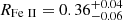 $ R_{\mathrm{Fe\ II}} = 0.36^{+0.04}_{-0.06} $