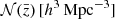 $ \mathcal{N} (\bar z)\,[h^3\,\mathrm{Mpc}^{-3}] $