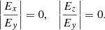 $$ \begin{aligned} \left|\frac{E_x}{E_y}\right|=0, \quad \left|\frac{E_z}{E_y}\right|=0. \end{aligned} $$