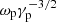 $ \omega_{\mathrm{p}}\gamma_{\mathrm{p}}^{-3/2} $