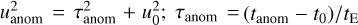 $u_{{\rm{anom}}}^2 = \tau _{{\rm{anom}}}^2 + u_0^2;{\tau _{{\rm{anom}}}} = \left( {{t_{{\rm{anom}}}} - {t_0}} \right)/{t_{\rm{E}}}$