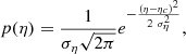 $$ \begin{aligned} p(\eta ) = \frac{1}{\sigma _{\eta }\sqrt{2\pi }} e^{-\frac{(\eta -\eta _c)^2}{2 \ \sigma _\eta ^2}}, \end{aligned} $$