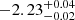 $ {-2.23}_{-0.02}^{+ 0.04} $