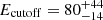 $ E_{\mathrm{cutoff}} =80^{+44}_{-14} $