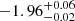 $ {-1.96}_{-0.02}^{+ 0.06} $