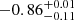 $ {-0.86}_{-0.11}^{+ 0.01} $