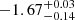 $ {-1.67}_{-0.14}^{+ 0.03} $