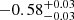 $ {-0.58}_{-0.03}^{+ 0.03} $