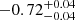 $ {-0.72}_{-0.04}^{+ 0.04} $