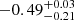 $ {-0.49}_{-0.21}^{+ 0.03} $