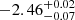 $ {-2.46}_{-0.07}^{+ 0.02} $