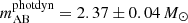 $ m^{\mathrm{photdyn}}_{\mathrm{AB}}=2.37\pm0.04\,M_{\odot} $