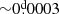 $ {\sim}0{{\overset{\text{d}}{.}}}0003 $
