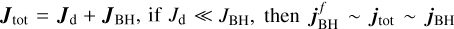 $\minsub{\bm{J}}{tot}=\minsub{\bm{J}}{d}+\minsub{\bm{J}}{BH}$, if $\minsub{J}{d}\ll\minsub{J}{BH}$, then $\minsub{\bm{j}}{BH}^{f}\sim\minsub{\bm{j}}{tot}\sim\minsub{\bm{j}}{BH}$