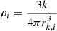 $$ \begin{aligned} \rho _i = \frac{3 k}{4 \pi r_{k,i}^3} \end{aligned} $$