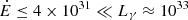 $ \dot{E} \leq 4\times 10^{31} \ll L_\gamma \approx 10^{33} $
