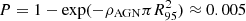 $ P=1-\exp(-\rho_{\rm AGN}\pi R_{95}^2)\approx 0.005 $