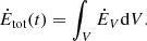 $$ \begin{aligned} \dot{E}_{\rm tot}(t) = \int _V \dot{E}_V \mathrm{d}V. \end{aligned} $$