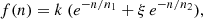 $$ \begin{aligned} f(n) = k\ ({e^{-n/n_1} + \xi \,e^{-n/n_2}}), \end{aligned} $$