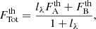 $$ \begin{aligned} F^\mathrm{th}_{\mathrm{Tot} } = \frac{l_\lambda F^\mathrm{th}_{\rm A} + F^\mathrm{th}_{\rm B}}{1+l_\lambda }, \end{aligned} $$