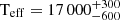 $ \rm T_{eff}=17\,000_{-600}^{+300} $