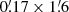 $ 0{{\overset{\prime}{.}}}17 \times 1{{\overset{\prime}{.}}}6 $