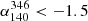 $ \alpha^{346}_{140} < -1.5 $