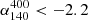 $ \alpha^{400}_{140} < -2.2 $