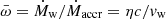 $ \bar \omega = \dot M_{\mathrm{w}} / \dot M_{\mathrm{accr}} = \eta c/v_{\mathrm{w}} $