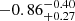 $ -0.86^{-0.40}_{+0.27} $