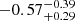 $ -0.57^{-0.39}_{+0.29} $